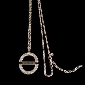 NWOT Premier Designs Silver Circle Necklace With Stone's Reversible